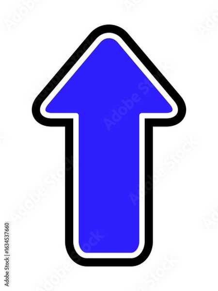 Obraz 青　黒白線あり　上向き矢印