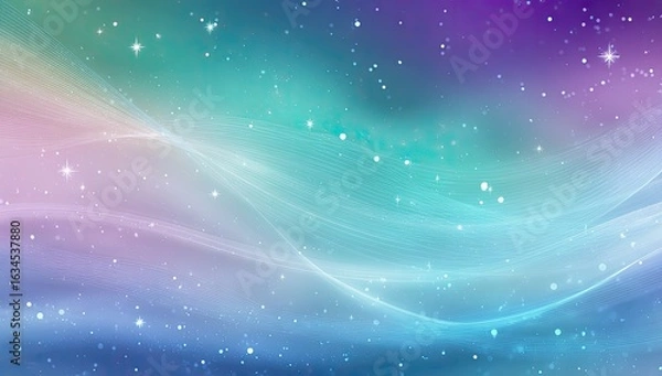 Fototapeta Abstract cosmic waves, soft pastel colors, starry night