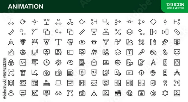 Fototapeta Dynamic Animation Line Icon Collection: Professional Vector Set for Creative Motion Design