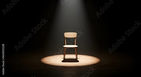 Fototapeta Empty chairs are placed under spotlights.