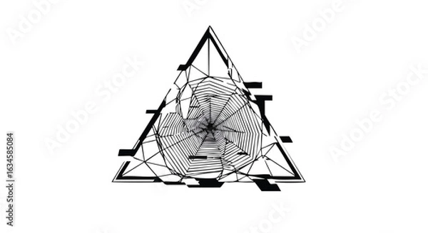 Fototapeta Abstract Geometric Vector Illustration with Triangular and Spiral Elements in Modern Style