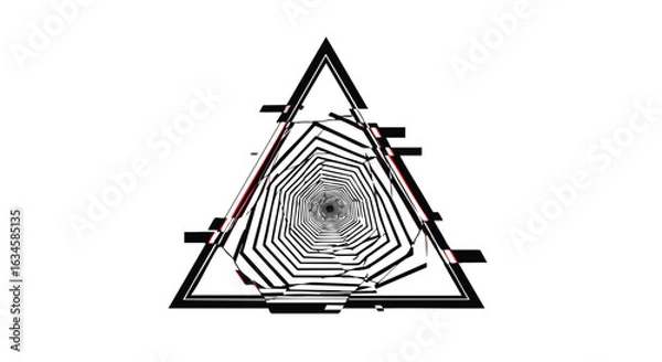 Fototapeta Minimalist Vector Pattern with Geometric Triangle and Spiral Design in Black White Style