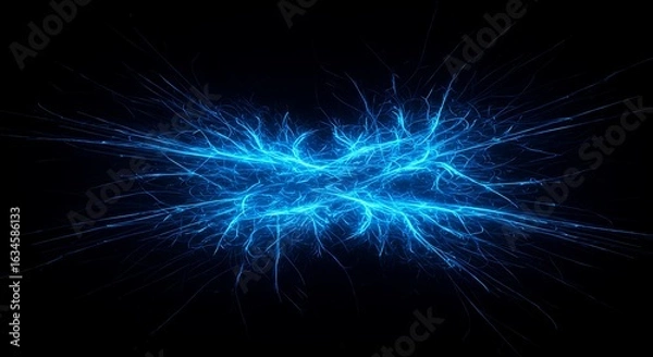 Fototapeta Luminous Blue Synaptic Burst: An Intricate Web of Electric Energy