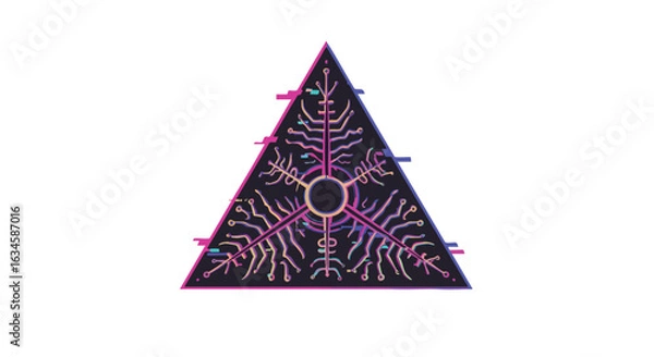 Fototapeta Modern Vector Pattern with Abstract Triangular Neural Network Design in Vibrant Gradient Colors