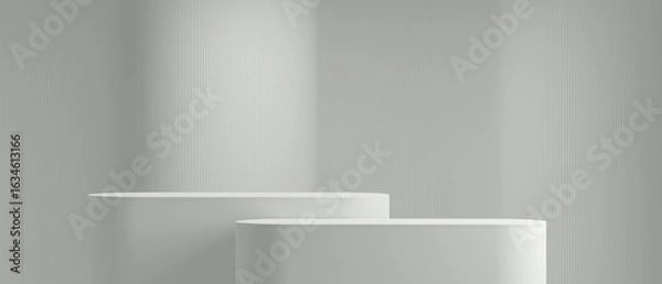 Obraz 3d minimal background. 3d podium white background for cosmetic and product presentation. 3d rendering illustration.