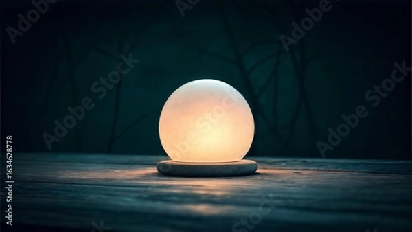 Fototapeta Single Centered Glowing Sphere in Minimal Dark Background