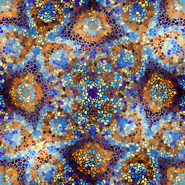 Fototapeta Seamless background pattern. Decorative geometric mosaic art pattern.