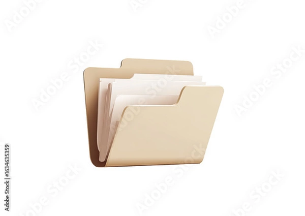 Fototapeta Light beige folder icon with stacked documents