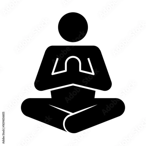 Fototapeta Set of stick figures, yoga classes and lotus pose on white background, flat vector illustration.