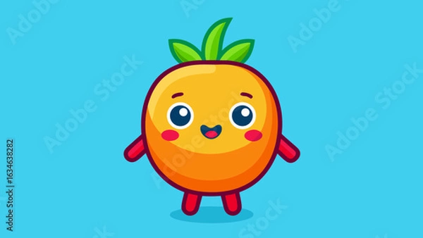 Obraz Cute orange fruit character with a happy expression