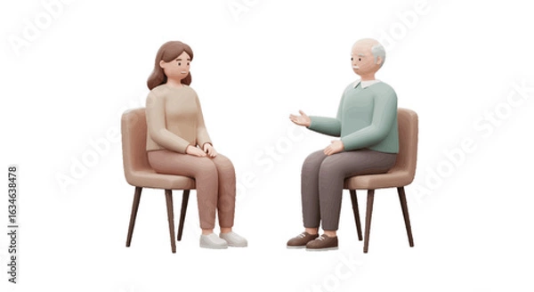 Obraz 3D vector of patient in therapy session plain white background