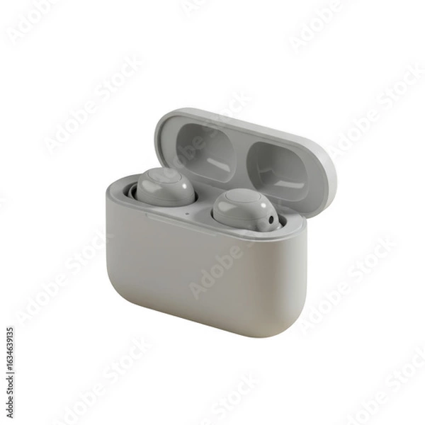 Fototapeta Wireless earbuds case isolated on transparent background