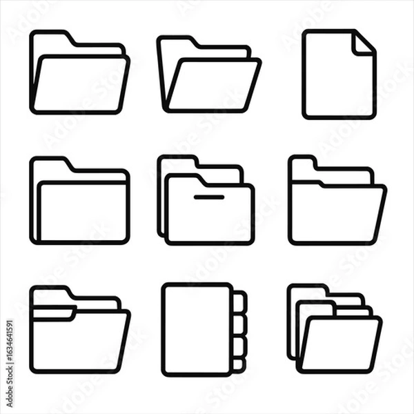 Obraz Stacked side file vector tab icon vertical tabs folder icons view