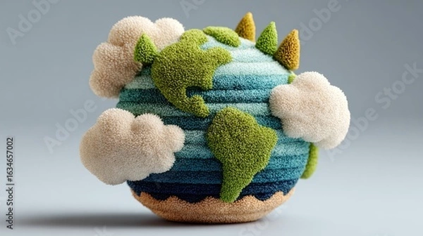 Fototapeta A whimsical textured globe, a playful representation of Earth.