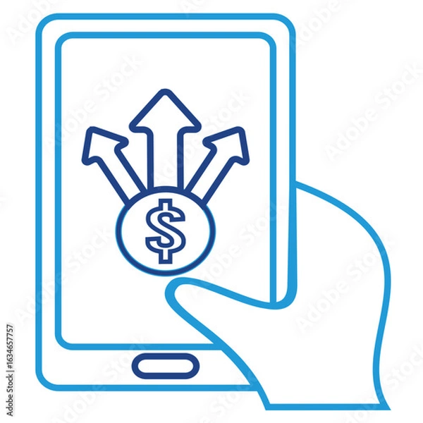 Fototapeta Digital payment platform icon and user interaction transfer to multiple destinations to multiple accounts at once, or transfer to different accounts