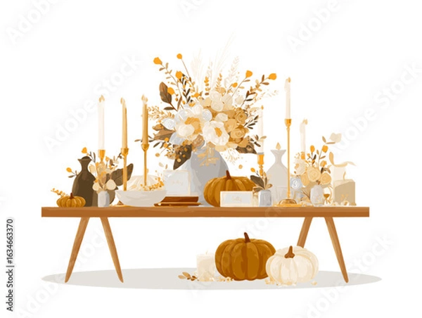 Obraz Fall Wedding Table Decor – Vector Clipart Pack