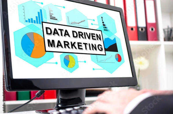 Fototapeta Data driven marketing concept on a computer screen