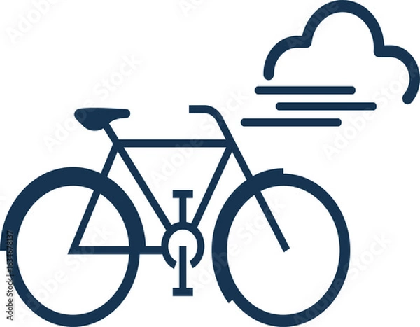 Obraz Bicycle with wind symbol illustration, perfect for promoting eco-friendly transportation, cycling, outdoor activities, and green energy concepts. Minimal, clean, and versatile vector design
