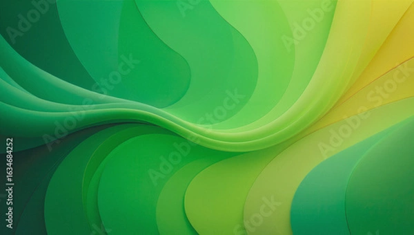 Obraz Smooth curved surface in soft green gradient pattern, AI generated
