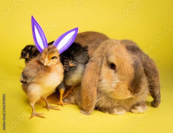 Fototapeta chicks and bunny