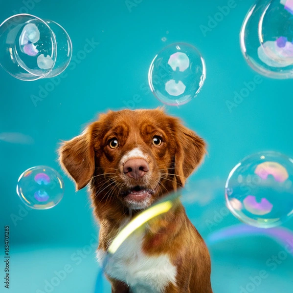 Fototapeta dog with bubbles