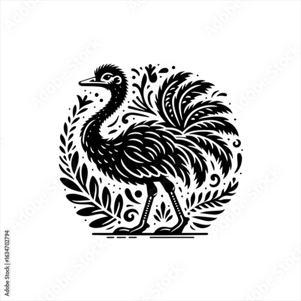 Fototapeta An ornate ostrich illustration