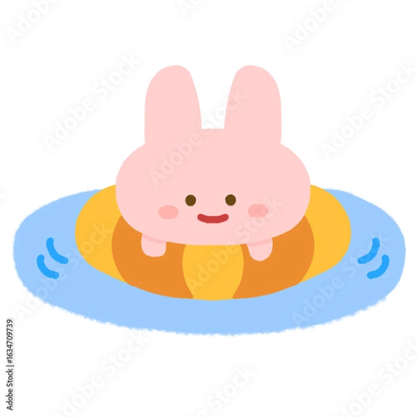 Obraz 海やプールで泳ぐウサギ