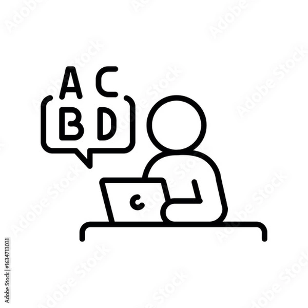 Obraz online testing black line icon.