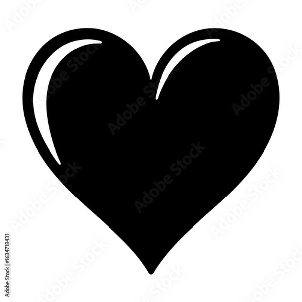 Fototapeta Elegant Black Heart Illustration with Delicate Highlight for Modern Design Projects