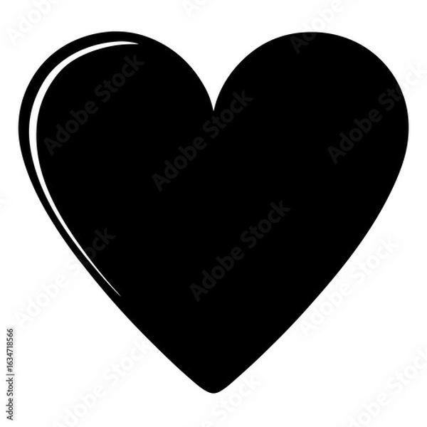 Fototapeta Elegant black heart with subtle white outline on a pure white background