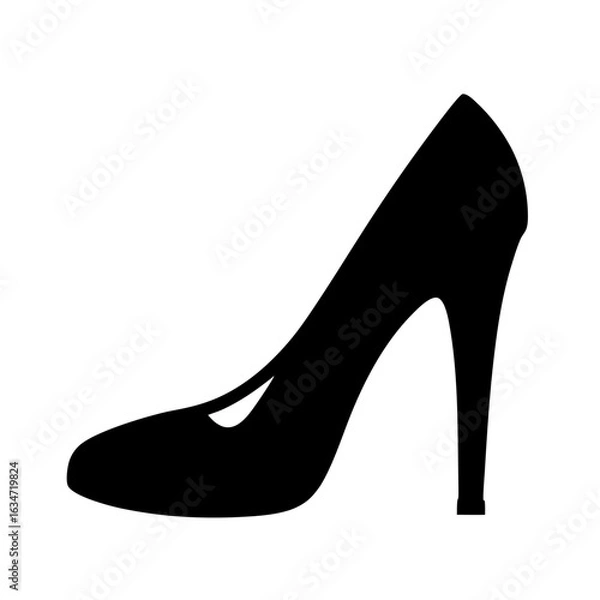 Fototapeta Silhouette of a Classic High Heel Shoe on a White Background