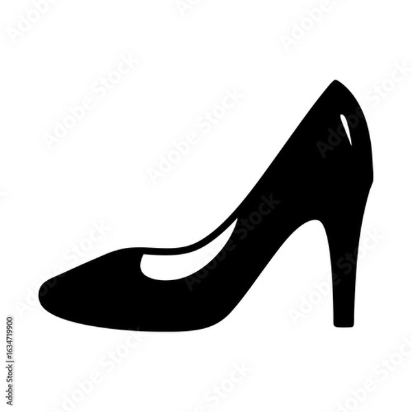 Fototapeta Elegant black stiletto heel pump silhouette on a white background design