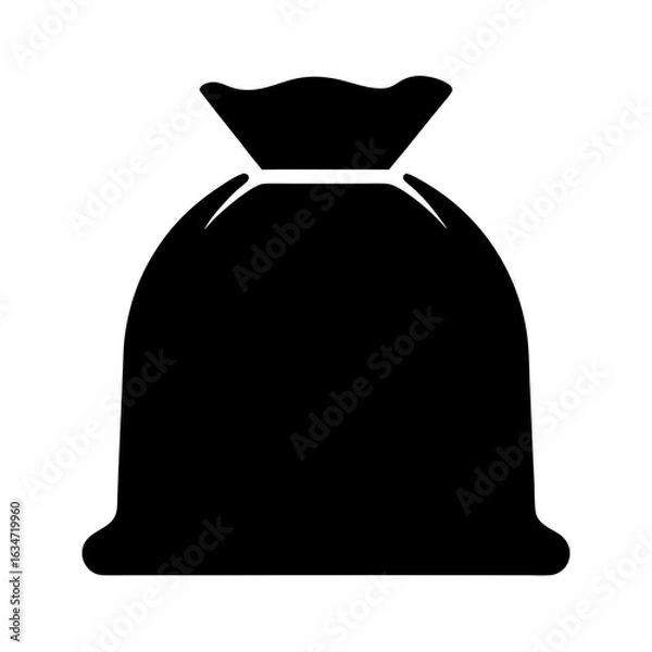 Fototapeta Simple black silhouette illustration of a tied sack or bag design