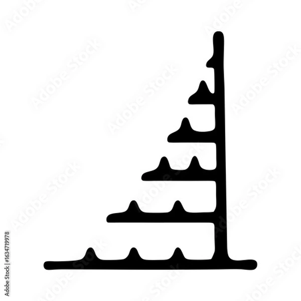 Fototapeta Abstract black shape resembling a mountain range or graphical representation