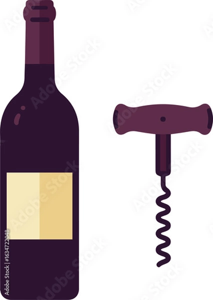 Fototapeta wine bottle and a corkscrew