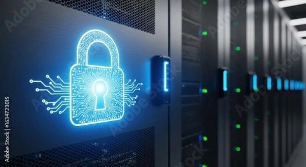 Obraz Data security action secure server room digital infrastructure cybersecurity environment internal perspective