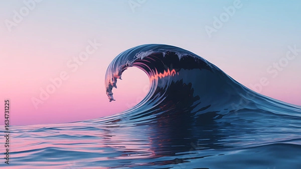 Obraz A powerful wave crests, a vibrant, surreal scene.

