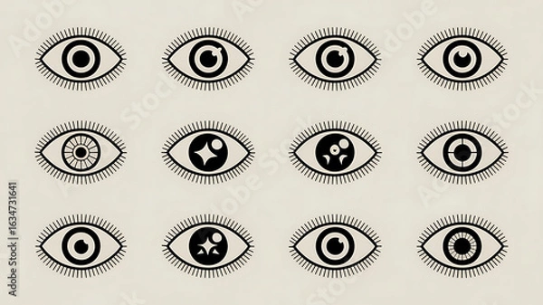 Obraz Set of stylized eyes with various patterns.
