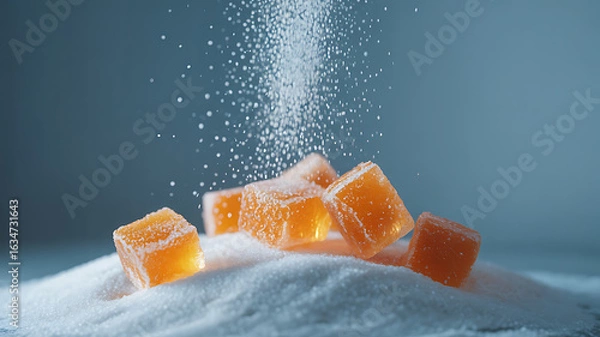 Obraz Orange-yellow jellies covered in sugar.
