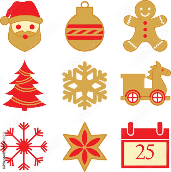 Fototapeta Christmas Holiday Decorative Elements Vector Set