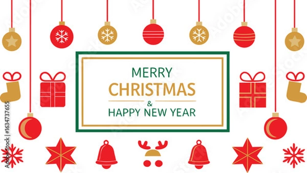 Fototapeta Christmas Holiday Decorative Elements Vector Set