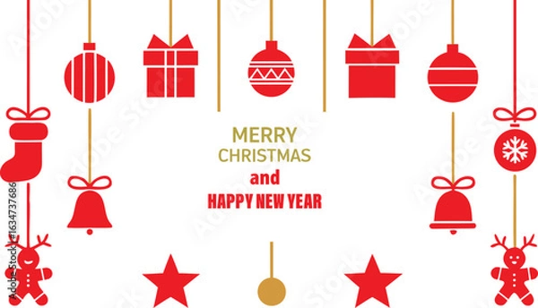 Fototapeta Christmas Holiday Decorative Elements Vector Set