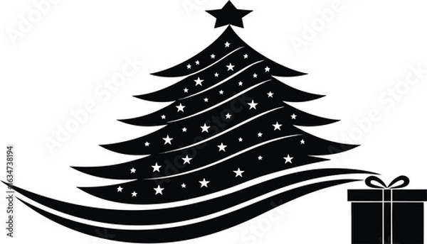 Fototapeta Christmas Tree with Star Vector Design