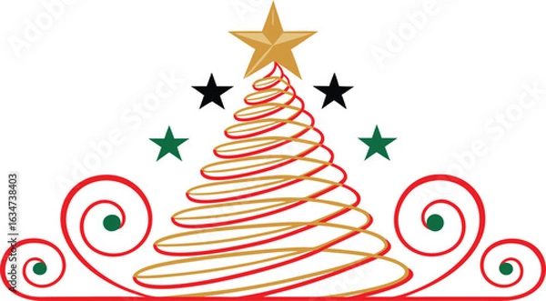 Fototapeta Christmas Tree with Star Vector Design