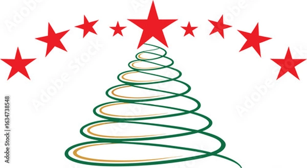Fototapeta Christmas Tree with Star Vector Design