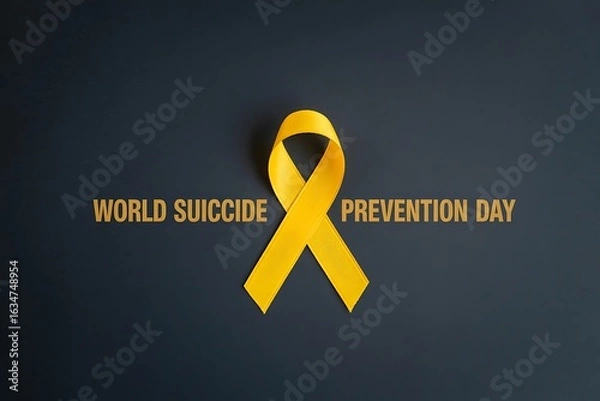 Obraz Shining a light on hope, the yellow ribbon symbolizes World Suicide Prevention Day awareness and support for mental well-being.