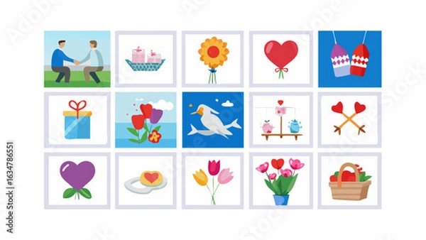 Fototapeta Collection of valentine s day and spring themed icons