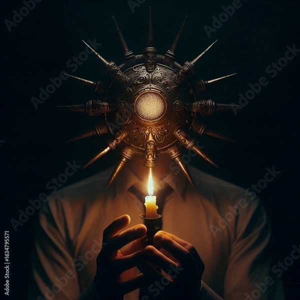 Obraz burning candle in hand