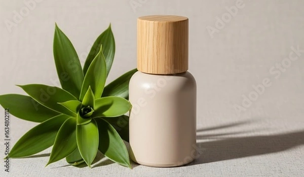 Fototapeta  empty bottle of lotion with flower