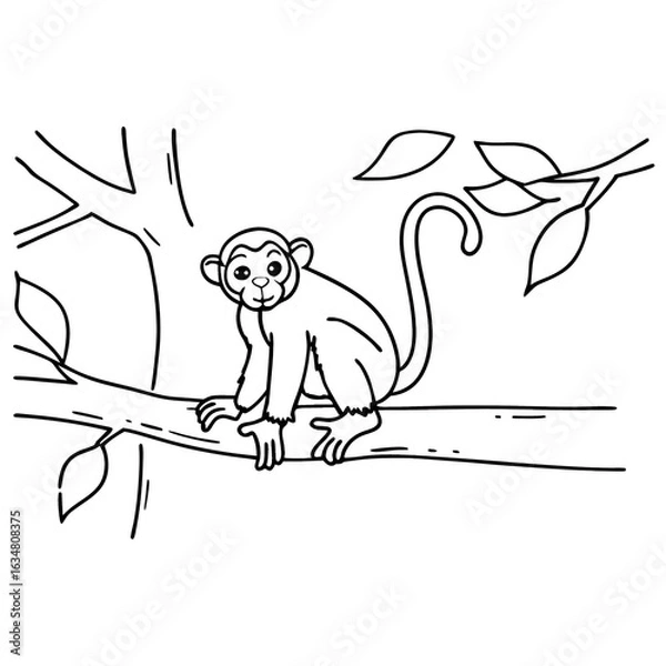 Obraz Cute Monkey Coloring Page Illustration